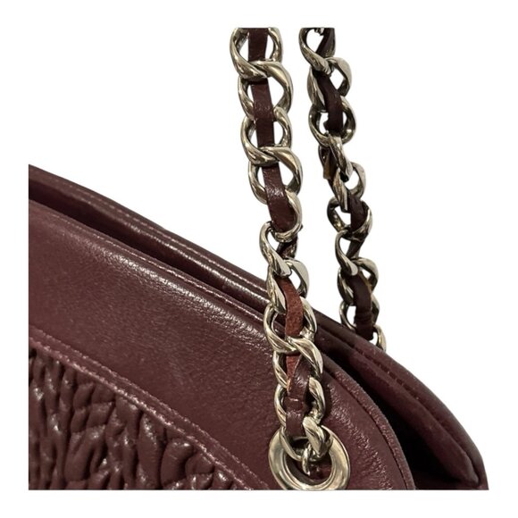 Vintage Leather Suarez Shoulder Bag Burgundy Braided Chain Strap Medium - Picture 10 of 16